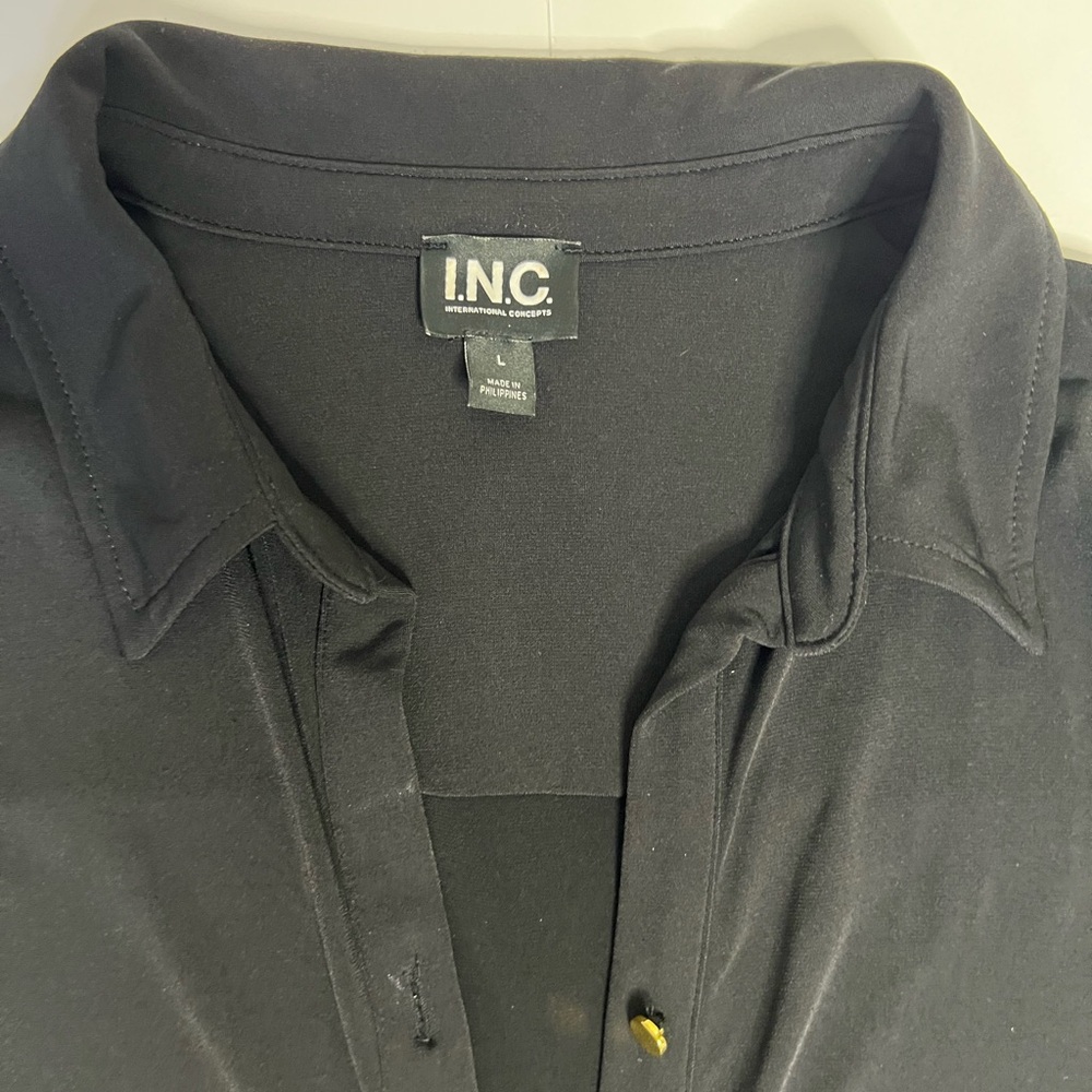 INC International Concepts Black Shirt Dress - Picture 4 of 4